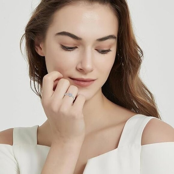 1.25ct Womens Heart Promise Ring Silver Heart Cut Ring - A-Cubic Zirconia - Picture 5 of 5